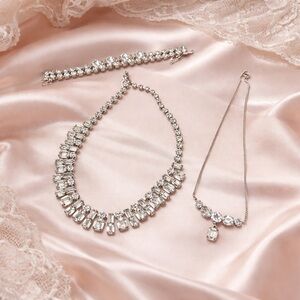 ✨ Eisenburg Ice Vintage Silver Rhinestone Jewelry Set | 2 Necklaces + Bracelet